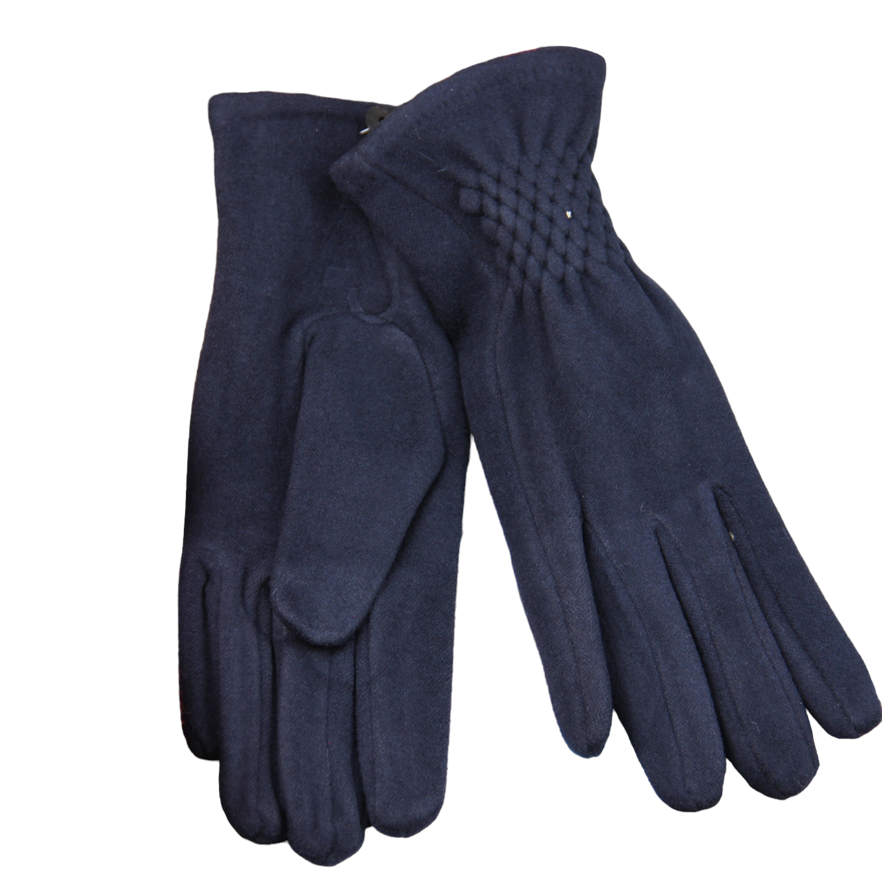 Перчатки женские велюровые с мехом с резиновой вставкой M Темно-синий (34101)
