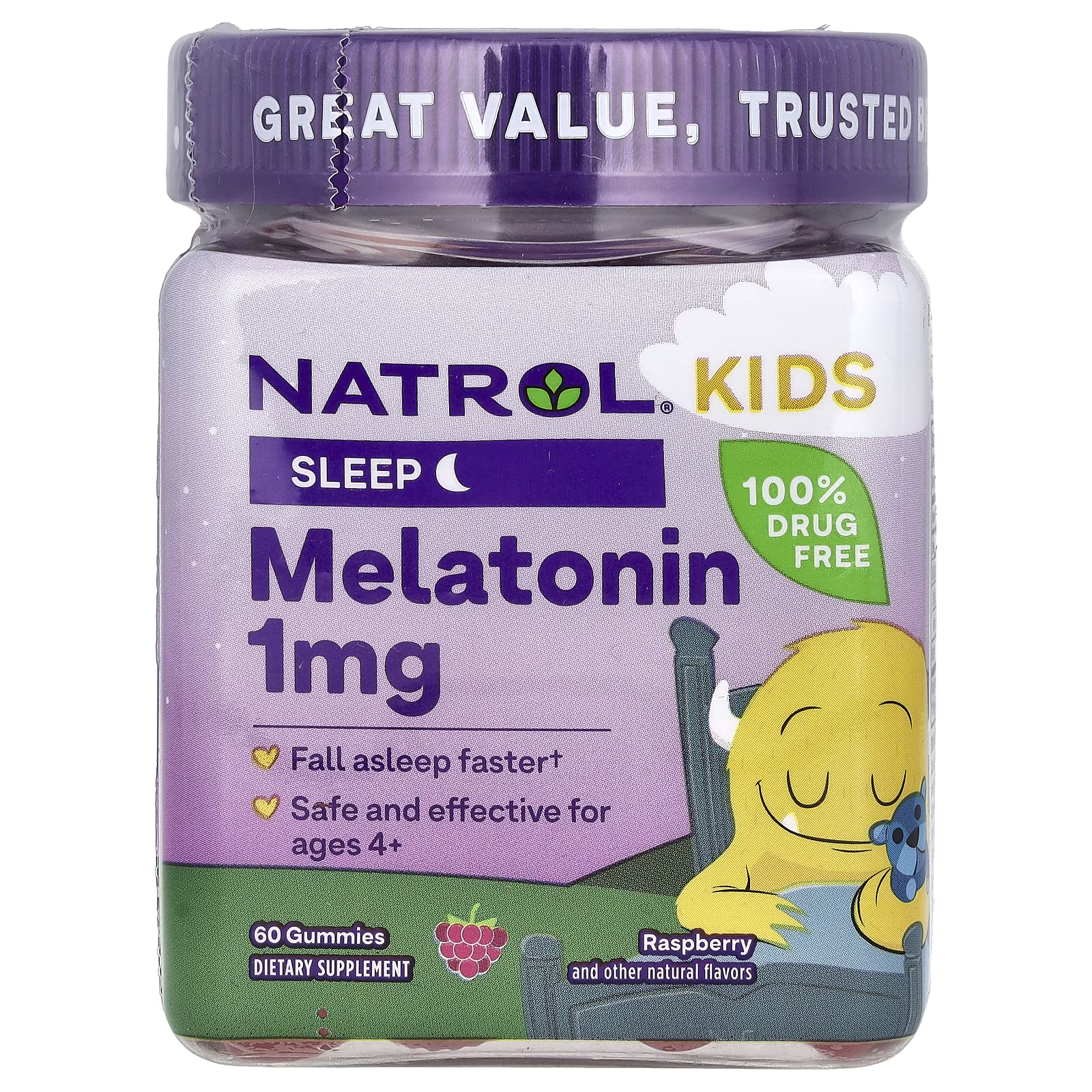 Мелатонин для детей Natrol Kids с ягодным вкусом 60 жевательных таблеток - фото 1