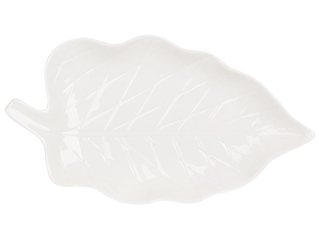 Блюдо фарфоровое сервировочное Лист 20,5х11х2 см Белый (BDI-988-459)