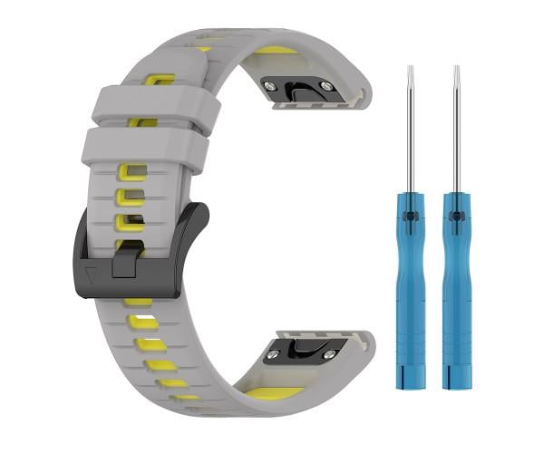 Ремешок Sport Silicone Dual Color для смарт-часов Garmin Fenix 8 43 мм 20 мм Серо-желтый