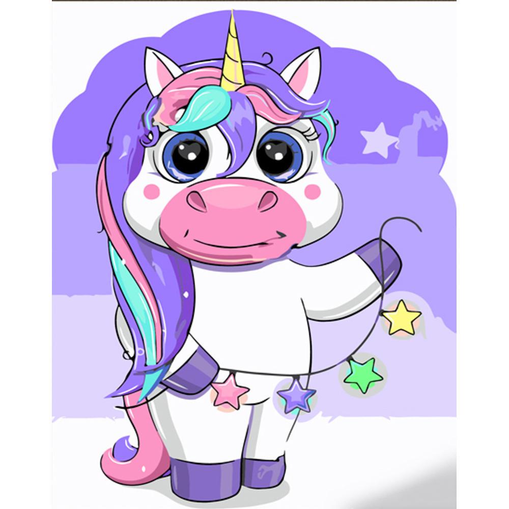 Картина по номерам Strateg Премиум Фиолетовый единорог с лаком 30x40 см (Str-SS6725)