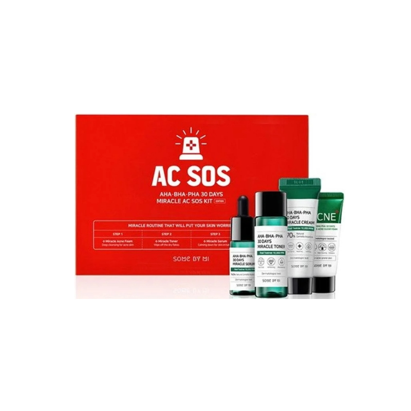 Набор для проблемной кожи Some By Mi Aha-Bha-Pha 30 Days Miracle Ac Sos Kit 4 мини-версии косметики - фото 3