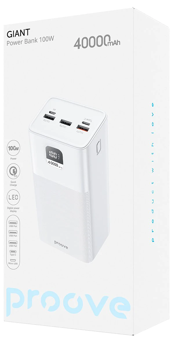 Портативная батарея Proove Giant 100W 40000mAh White - фото 5