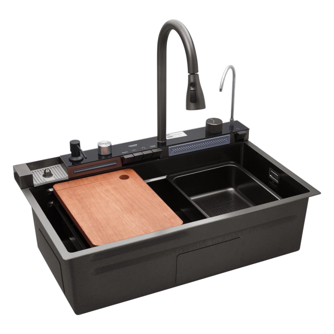 Мойка кухонная Kroner KRP Schwarze SET7546ARTHM PVD 3,0/0,8 мм 750х460 мм (CV033375)