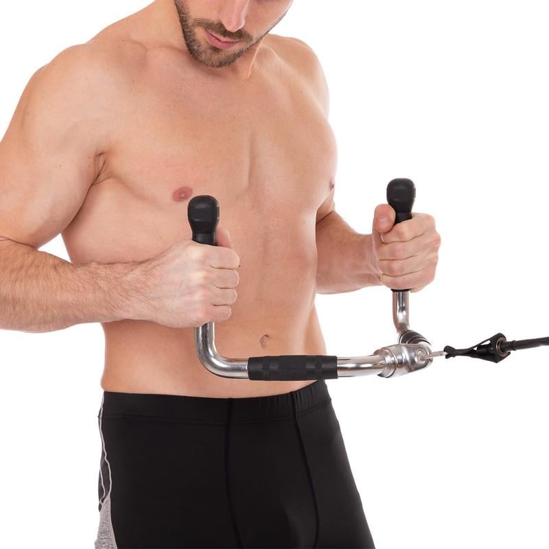 Рукоятка для тяги NT0423 на трицепс и тяги к животу резиновая Серебряный (58363186) - фото 4