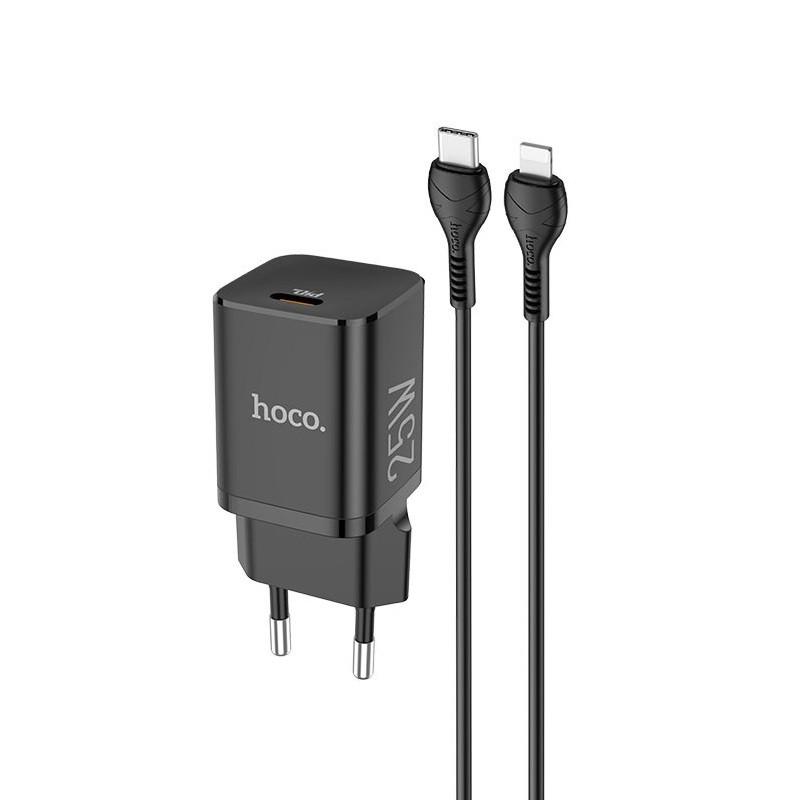 Зарядное устройство для телефонов Hoco N19 Rigorous Type-C 25W и кабель Type-C-Lightning Black (1745935818) Зарядное устройство для телефонов Hoco N19 Rigorous Type-C 25W и кабель Type-C-Lightning Black (1745935818)