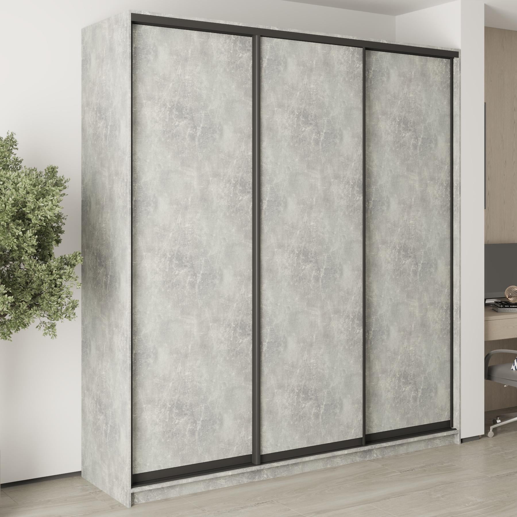 Шкаф-купе трехдверный MebelStar Стандарт BG 3ДСП 220x45x240 см Бетон (MBS-8596)
