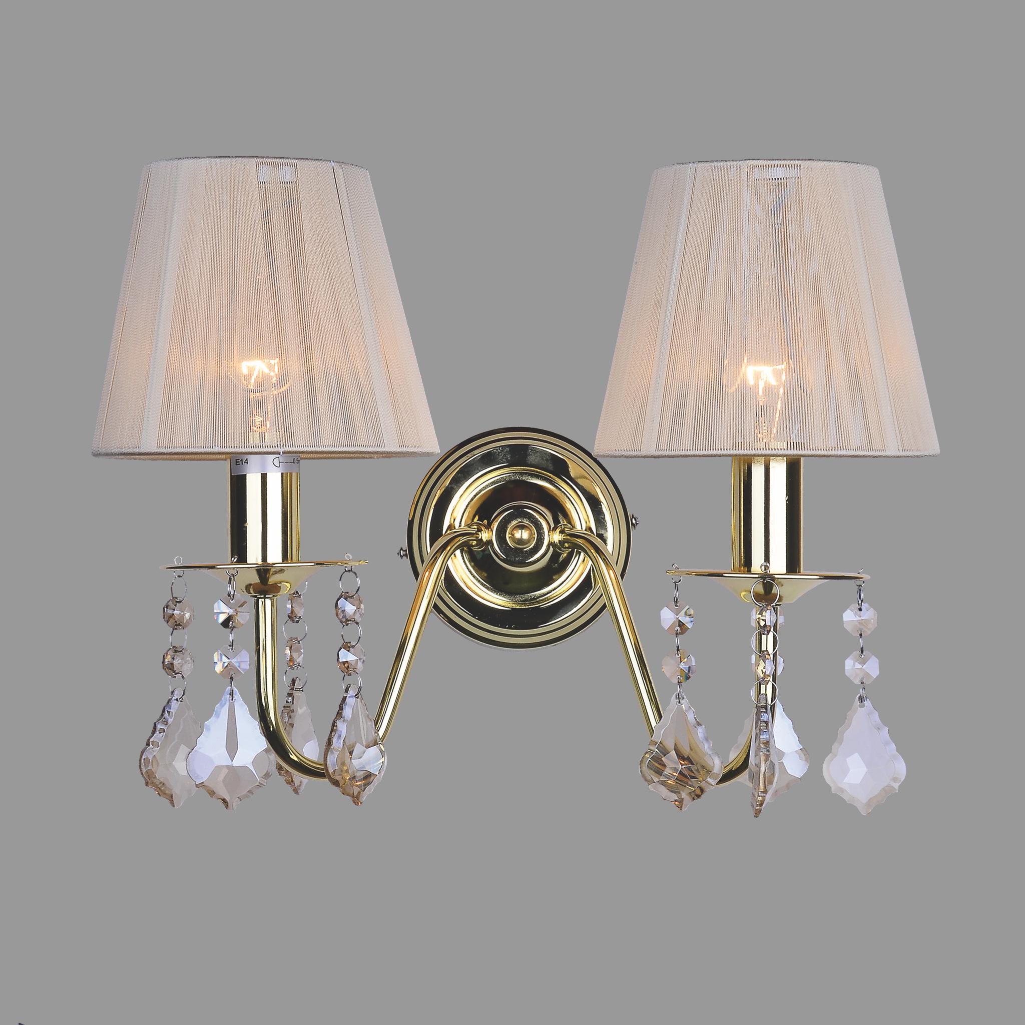 Бра Classic с плафонами цвета слоновой кости на 2 лампы Золотой