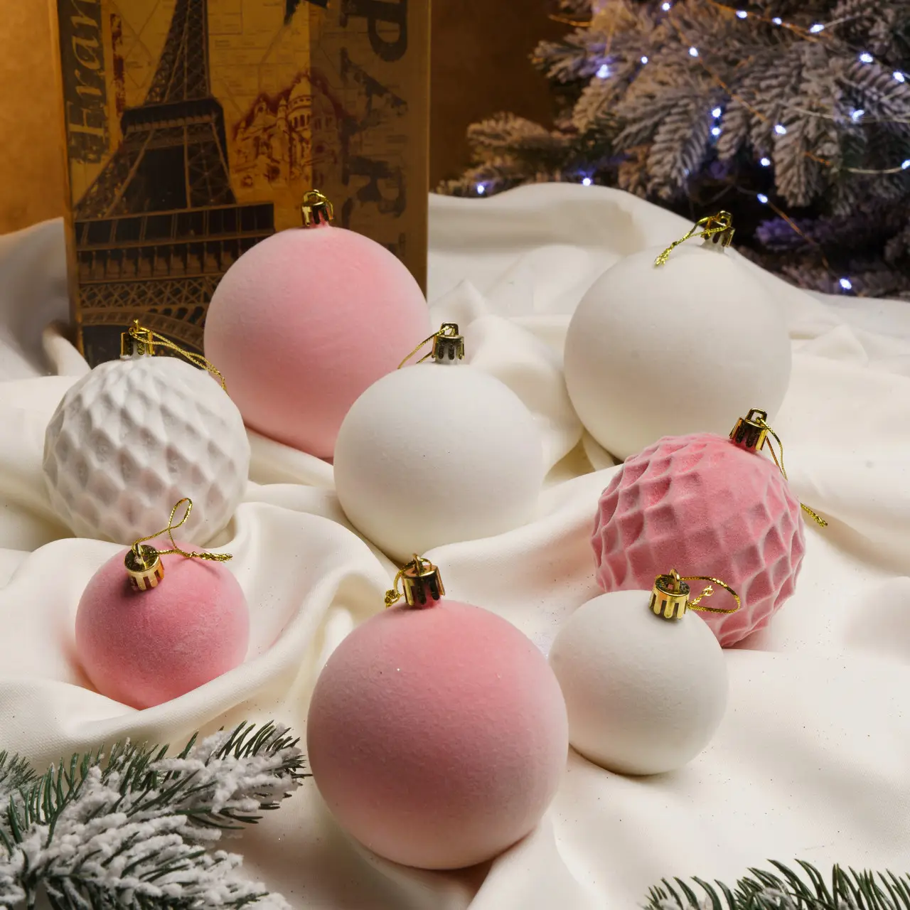 Набір куль новорічних Оксамит 40 шт. Рожевий (Бархат рож.) - фото 3 Набір куль новорічних Оксамит 40 шт. Рожевий (Бархат рож.) - фото 3