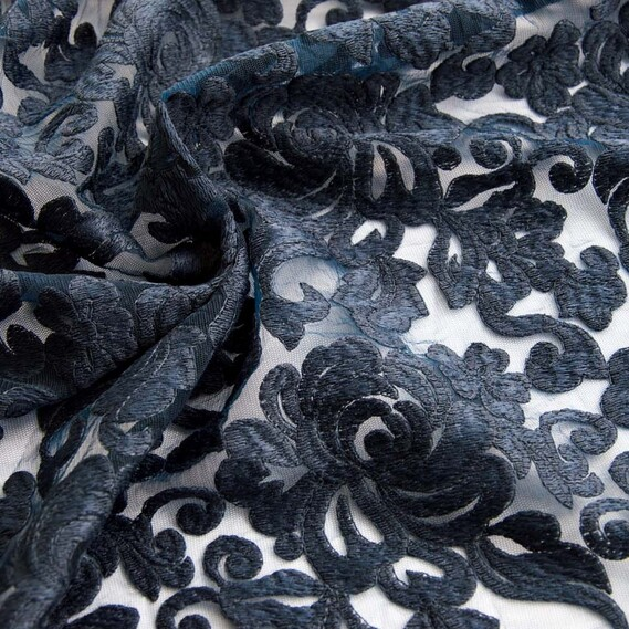 Ткань сетка вышивка IDEIA Шантилье V-5 1,3 м Темно-синий (2200004061726)