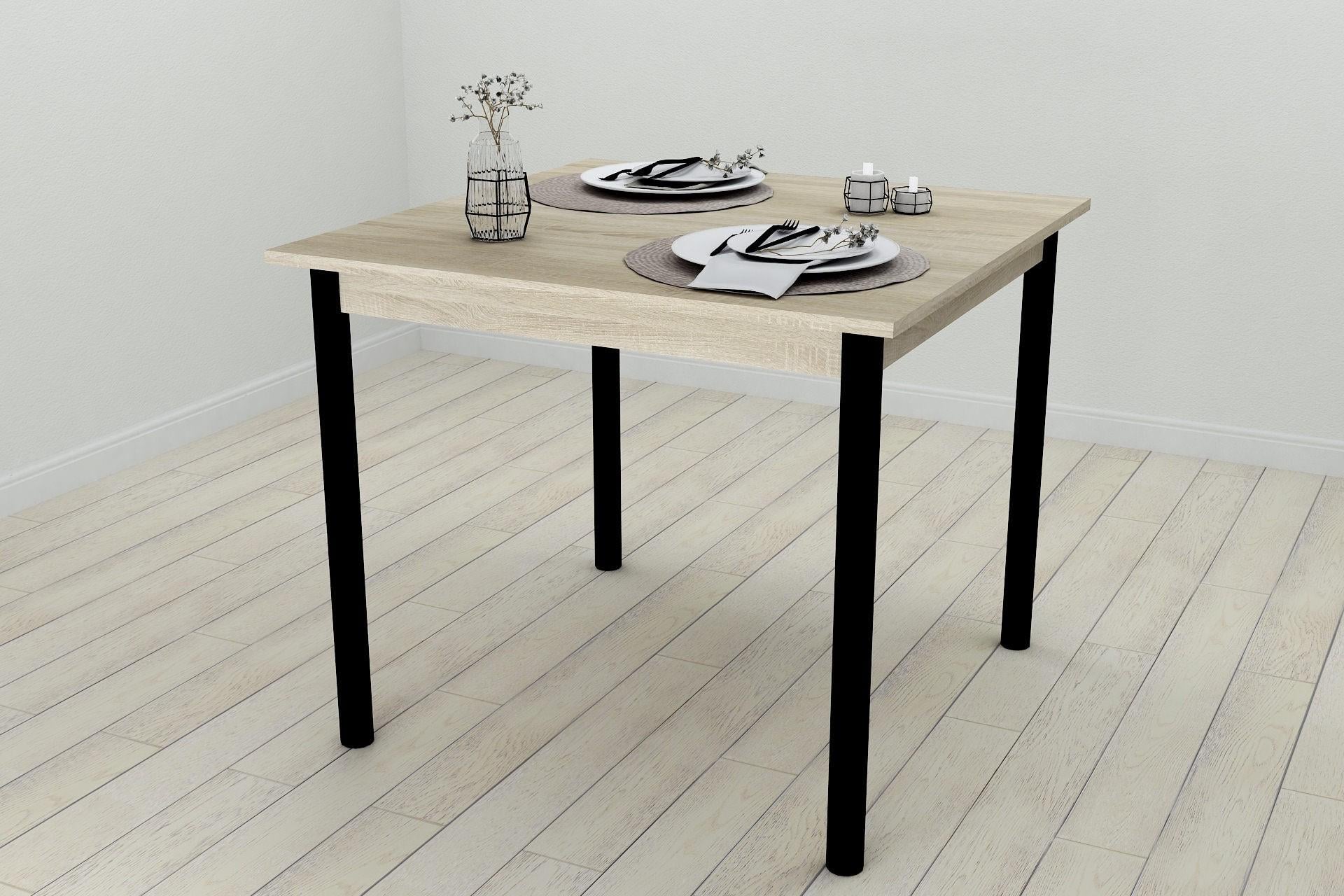 Стол кухонный Ferrum-decor Агата ДСП 16 мм 75x80x80 см Черный/Сонома (FRD-106255)