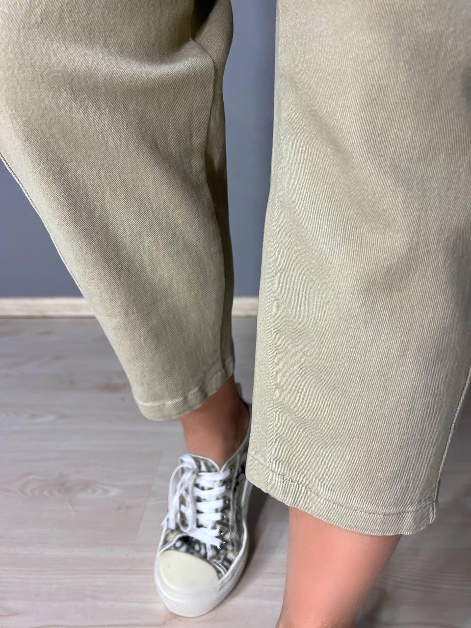 Джинси жіночі A-N 9962 MOM кюлоти укорочені резинка на таліі шнурок XL Бежевий (3699) - фото 8