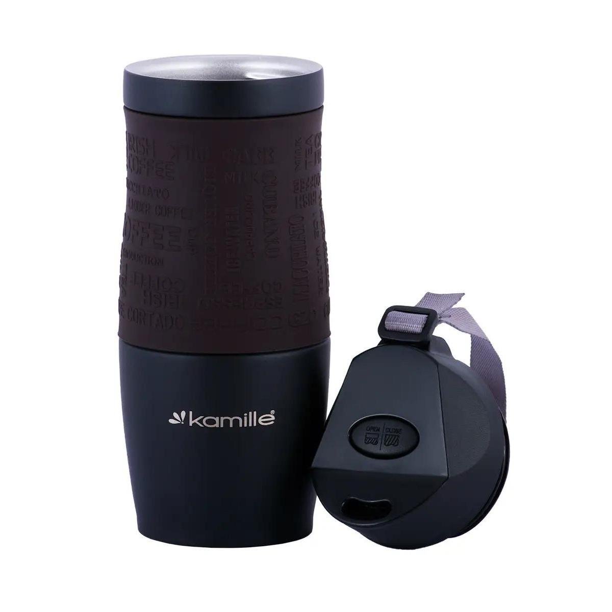 Термокружка Kamille 2052A с ремешком 380 мл Коричневый - фото 2 Термокружка Kamille 2052A с ремешком 380 мл Коричневый - фото 2