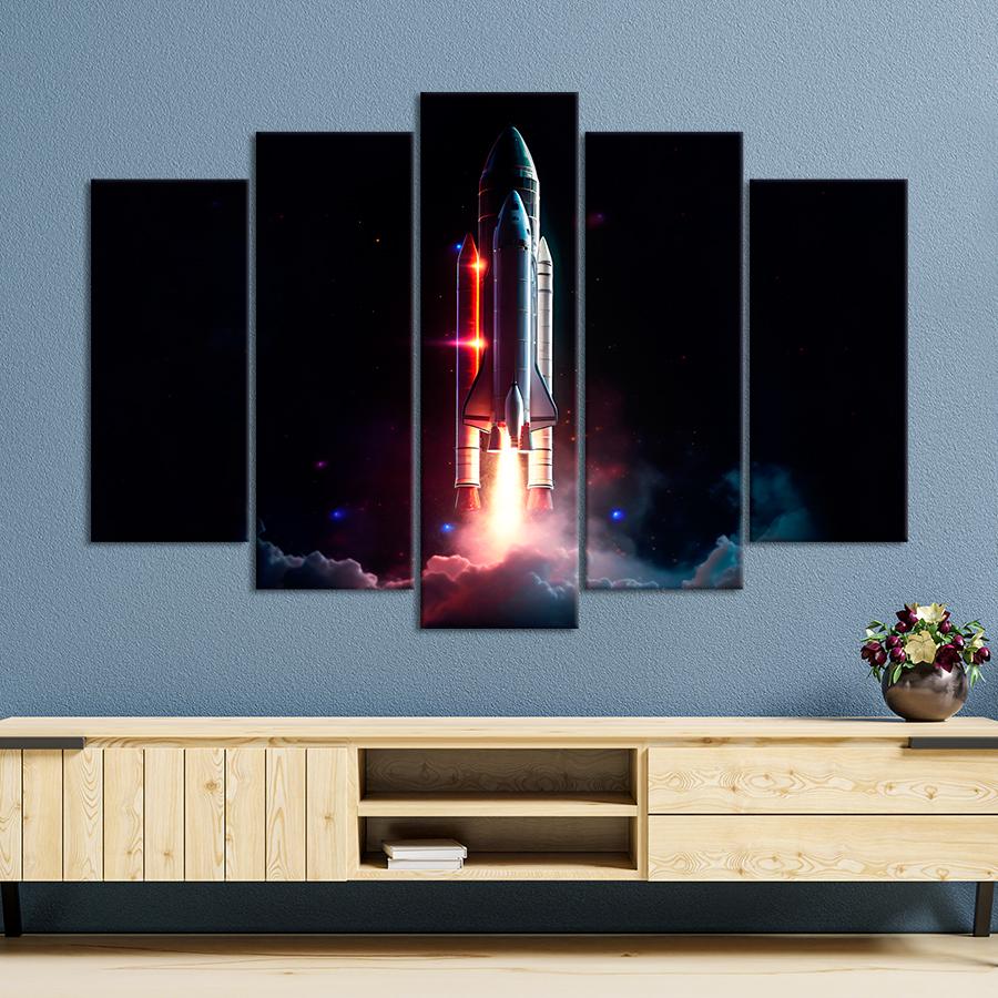 Картина космос Ракета на фоне тёмного космоса 137x85 см (A1309-5) Картина космос Ракета на фоне тёмного космоса 137x85 см (A1309-5)