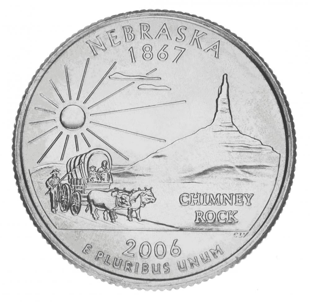 Коллекционная монета США 25 центов 2006 D Штаты и территории - Небраска UNC (KM#383)