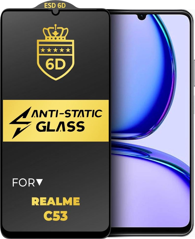 Защитное стекло 6D Anti-Static Realme C53 Glass Shield