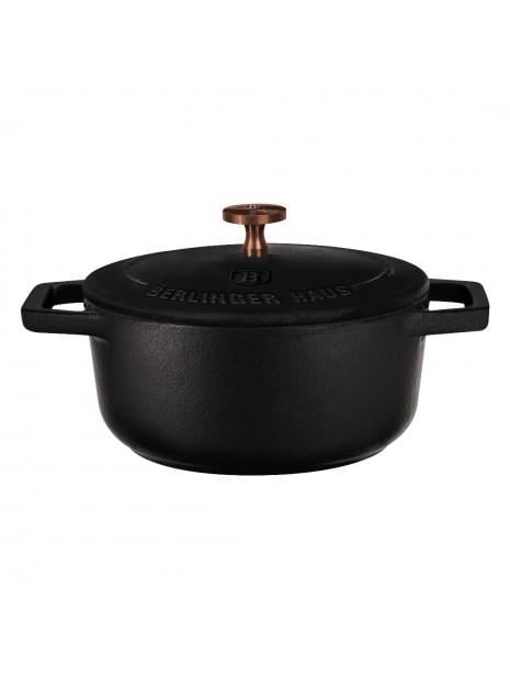 Каструля порційна чавунна з кришкою Berlinger Haus Black Royal Collection з емалевим покриттям для будь-яких плит і духовки 10 см 0,31 л (2529782631)