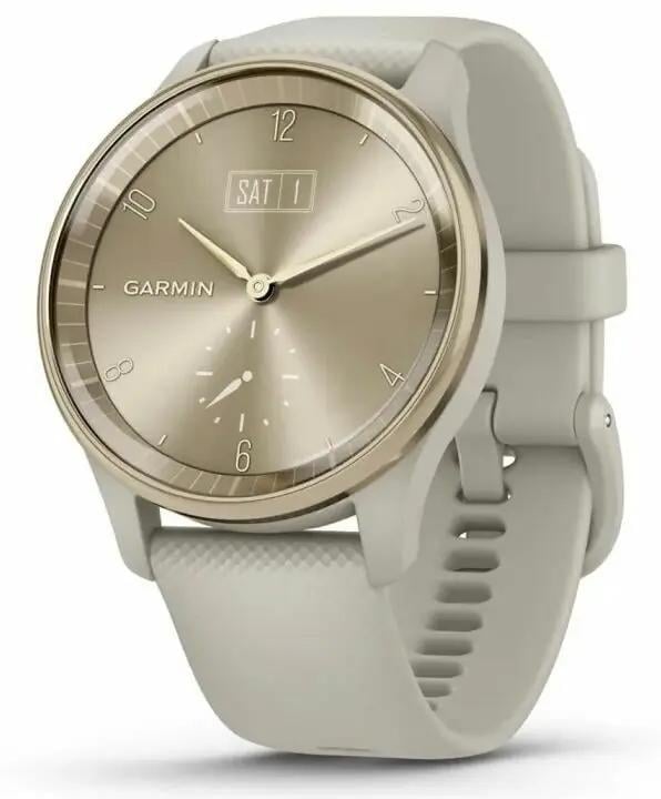 Смарт-годинник Garmin Vivomove Trend Cream Gold S Steel Bezel with Gray Case and Silicone Band (010-02665-02)