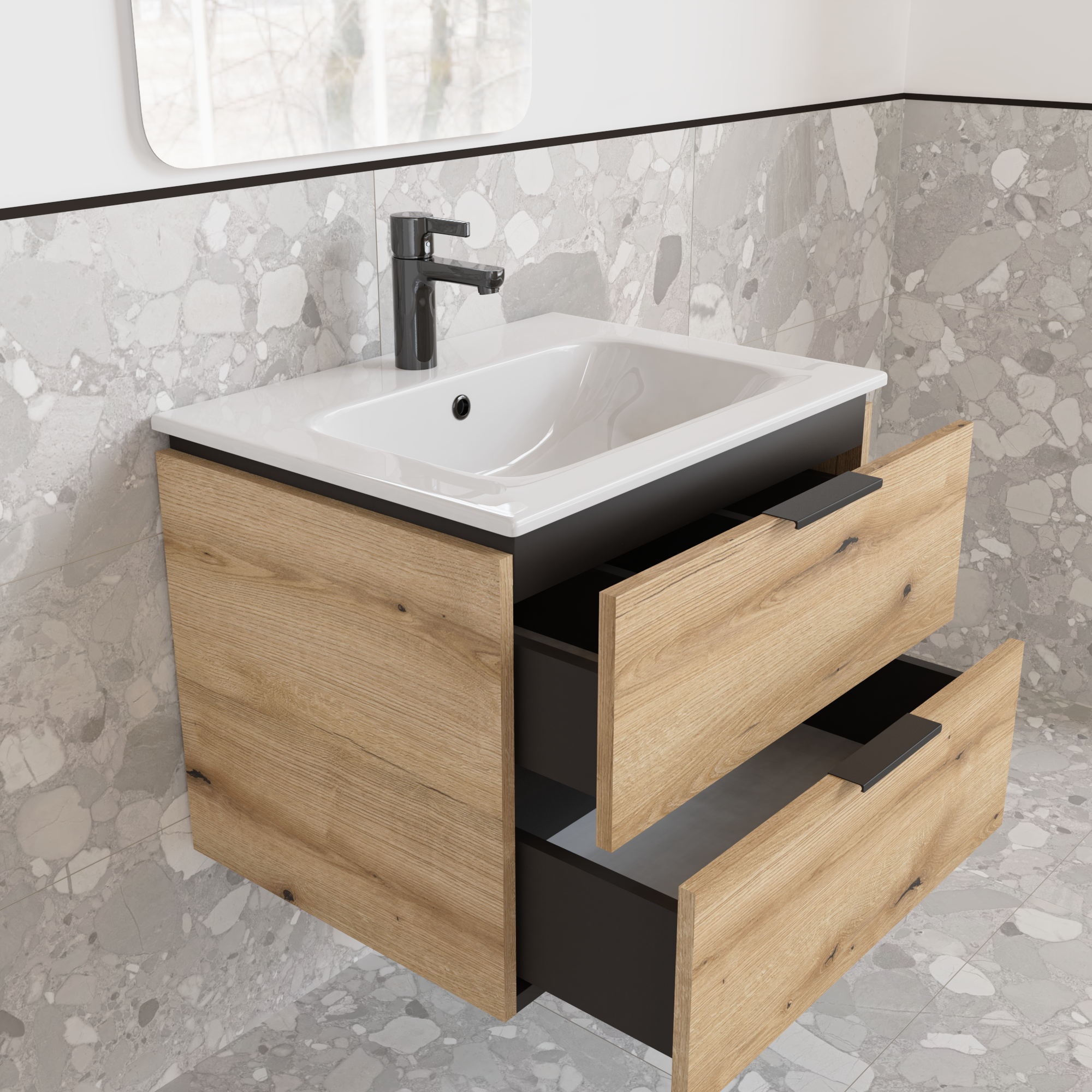 Тумба подвесная с раковиной MVK Vostok Icon 55 В2 550х450х530 мм Дуб Эвок (p255alb) - фото 3 Тумба подвесная с раковиной MVK Vostok Icon 55 В2 550х450х530 мм Дуб Эвок (p255alb) - фото 3