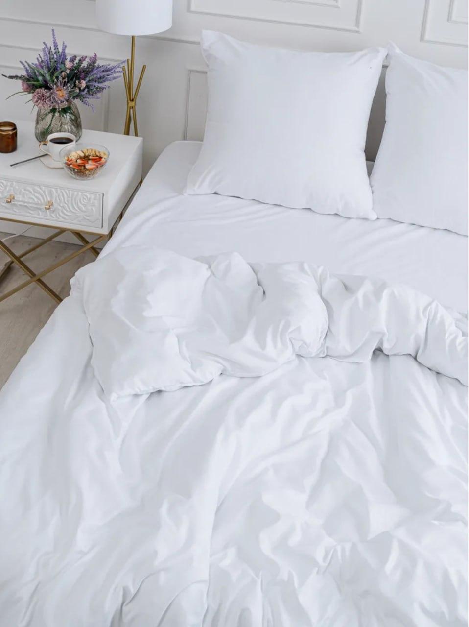 Комплект постільної білизни бавовняний сімейний 150x215 см наволочки 50х70 см 2 шт. Білий (П4К-Post-ukr-0013-04) - фото 2 Комплект постільної білизни бавовняний сімейний 150x215 см наволочки 50х70 см 2 шт. Білий (П4К-Post-ukr-0013-04) - фото 2