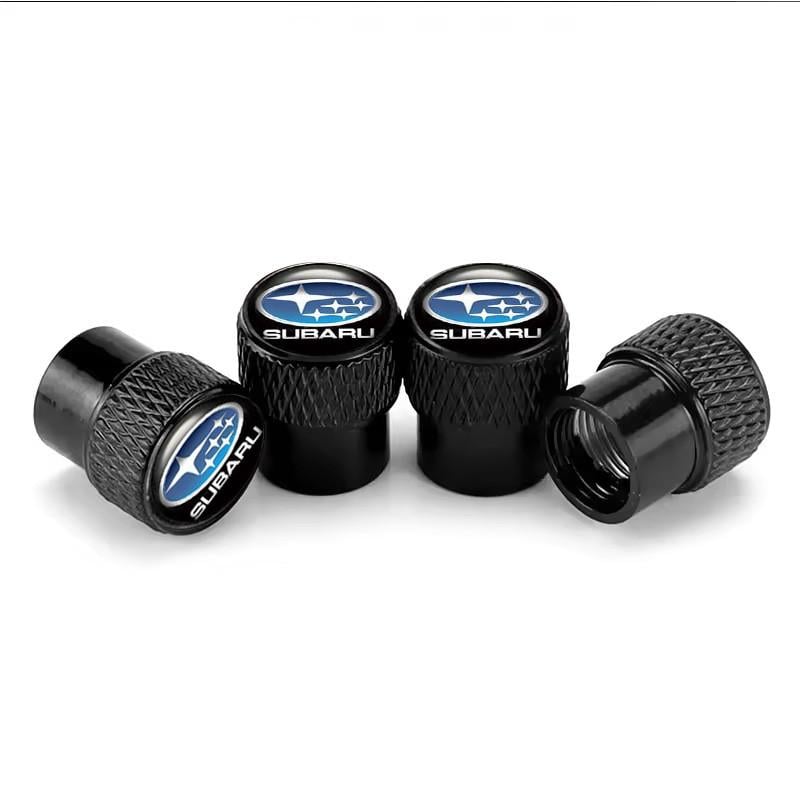 Набор защитных колпачков на ниппель SUNROZ Caps для Субару Rif Metal Black Subaru надпись 4 шт. (A67798)