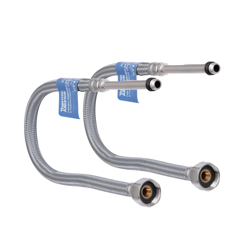 Шланг Thermo Alliance Standart для подключения смесителя нейлон 1 пар 60 см M10x1/2"В длинная игла (SD00053000) Шланг Thermo Alliance Standart для подключения смесителя нейлон 1 пар 60 см M10x1/2"В длинная игла (SD00053000)