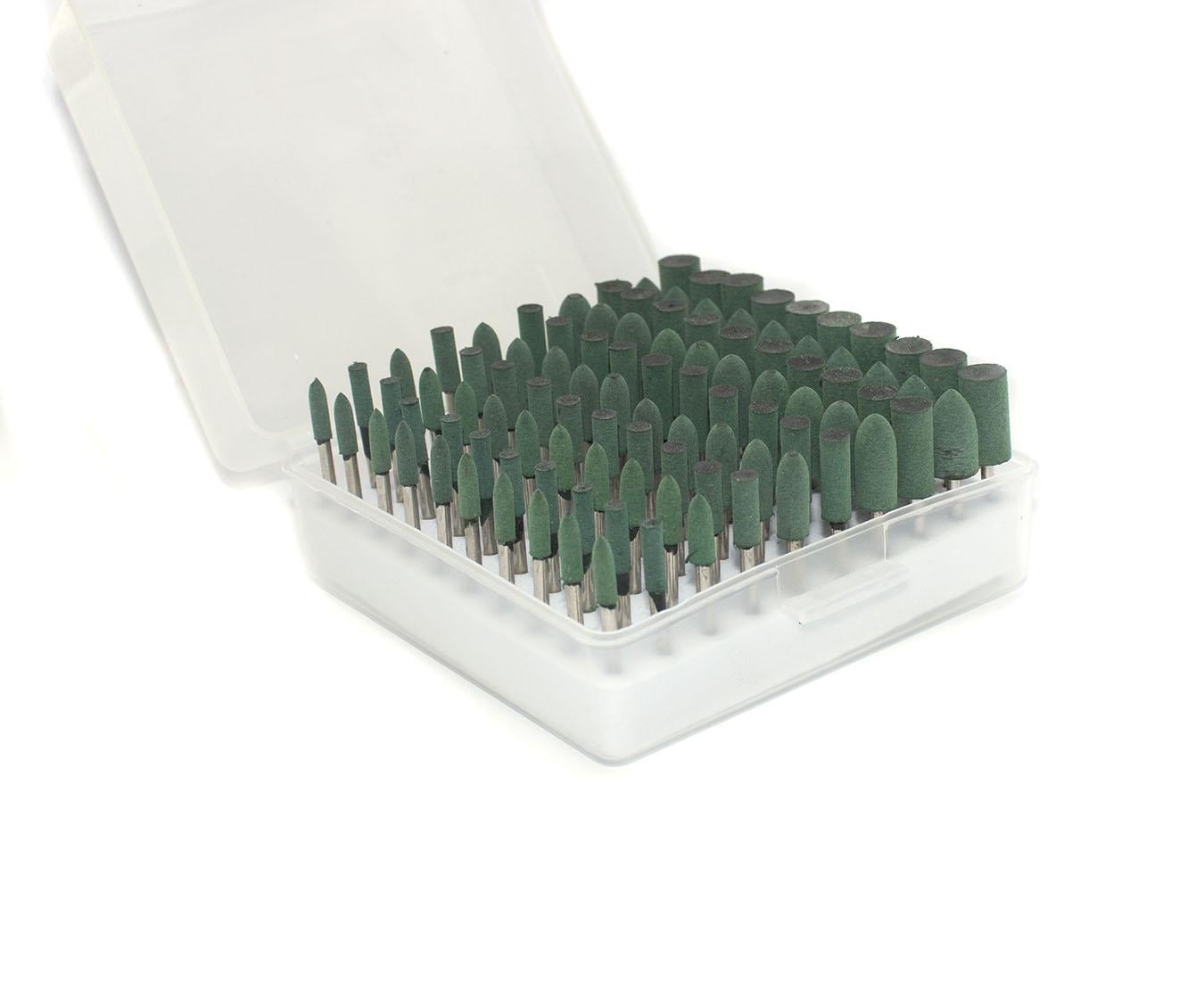 Набор вулканитовых (резиновых) шарошек для бормашины, гравера. 100 шт. Набор вулканитовых (резиновых) шарошек для бормашины, гравера. 100 шт.