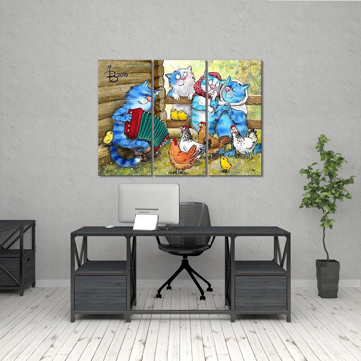 Модульная картина Страдания 3 модуля 80x120 см