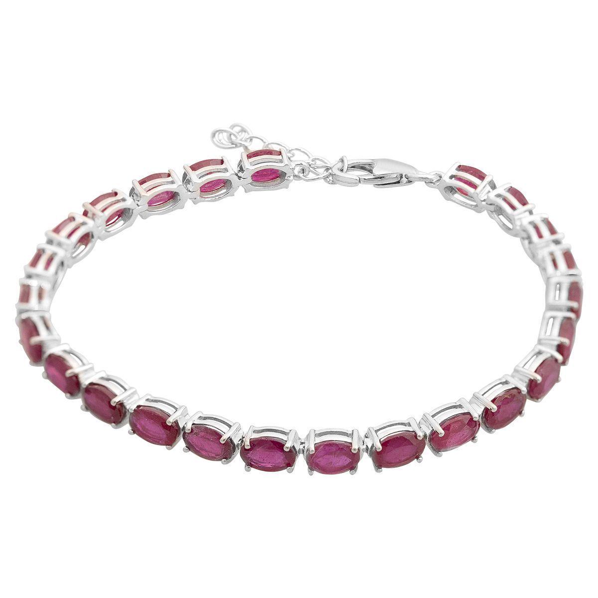 Браслет серебряный с натуральным рубином 11,95 ct 8,62 г 17 см (2166825)