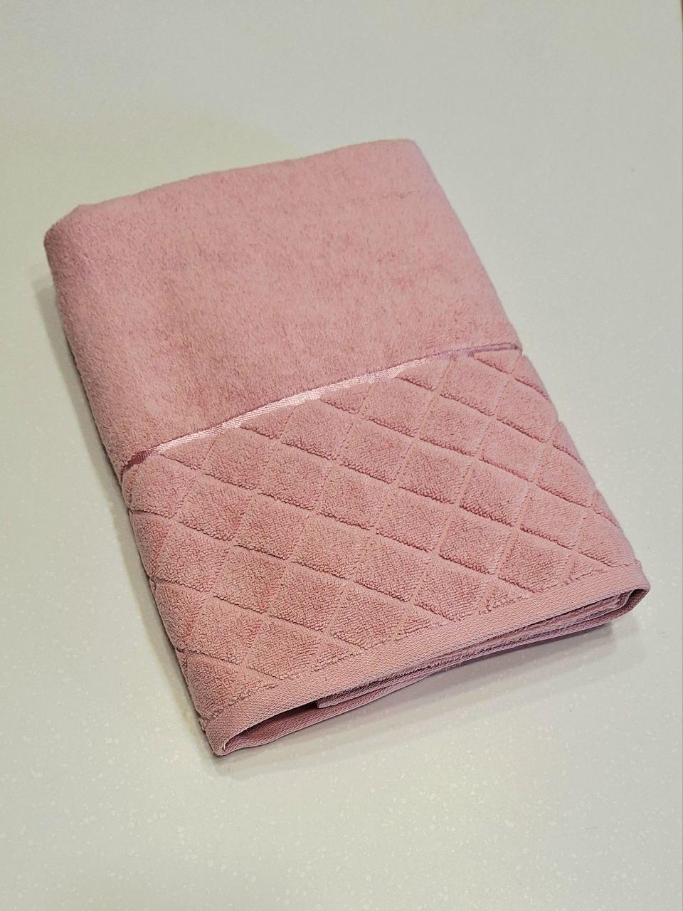 Рушник банний махровий Aisha Home Textile Ромби 70x140 см Рожевий (1436)