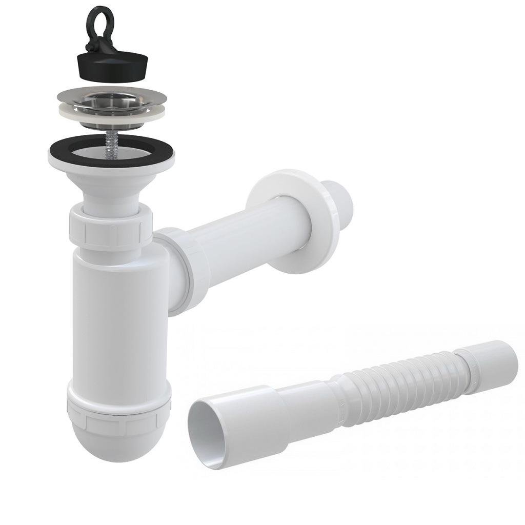 Сифон для раковини Alca Plast А41+А795 1 1/4" впуск Білий (89822)