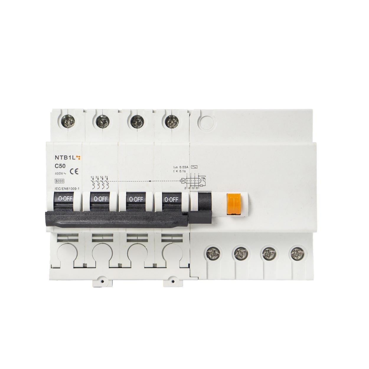 Автоматический выключатель дифференциального тока TESLA NTB1L C50 4P 50A 30mA (193)