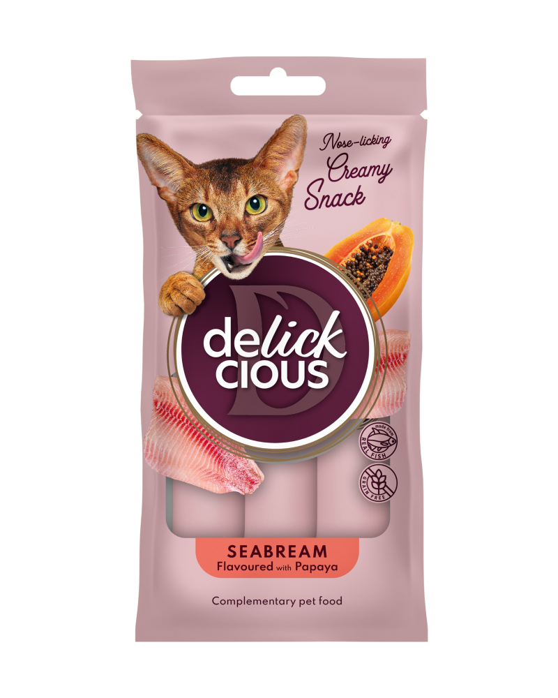 Ласощі для котів DELICKCIOUS Дорада з додаванням папаї 4х15 г