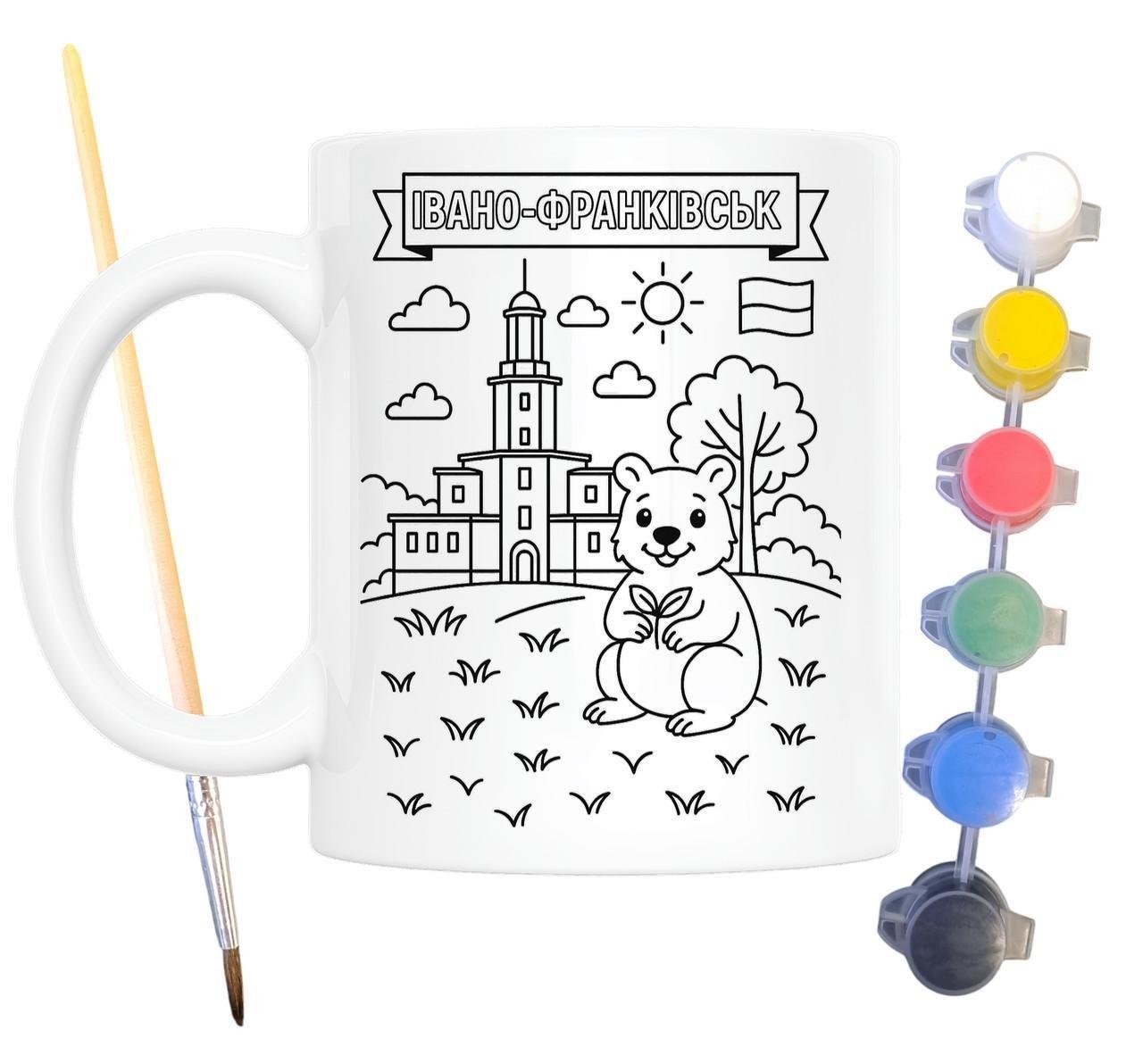 Набор для творчества кружка раскраска город Ивано-Франковск 330 мл Белый (КР0102)