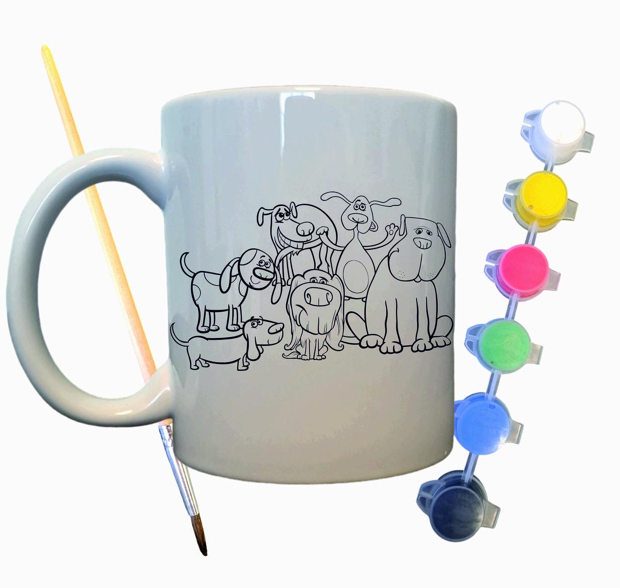 Набор для творчества кружка раскраска Мультяшные Собаки 330 мл Белый (КР0044)