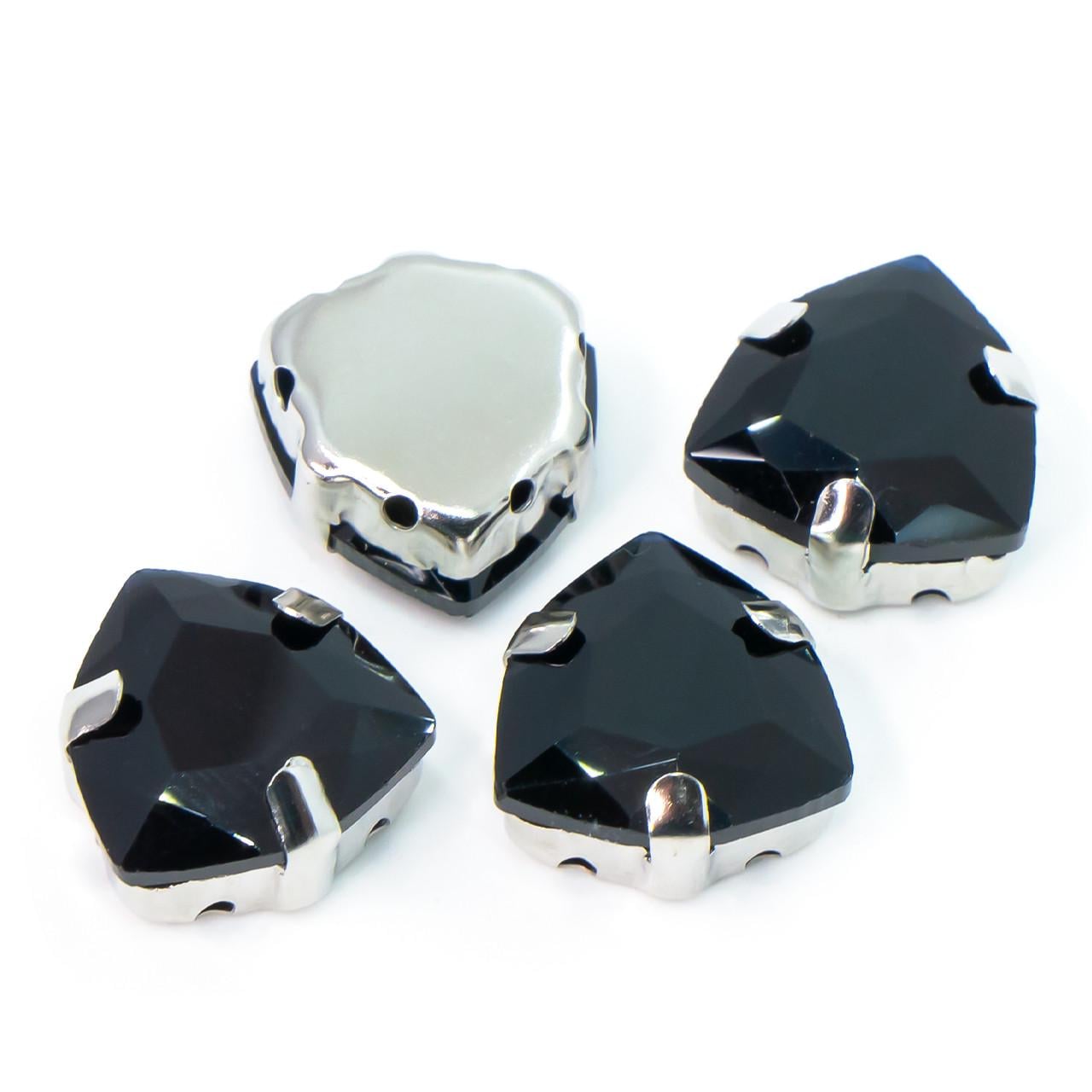 Стразы стекло К9 в цапах треугольник 12 мм 3 шт. Черный (СЦ12037)