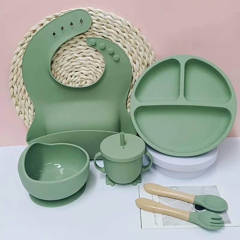 Набір дитячого посуду для першого прикорму 6 предметів Хакі (0014) - фото 1 Набір дитячого посуду для першого прикорму 6 предметів Хакі (0014) - фото 1