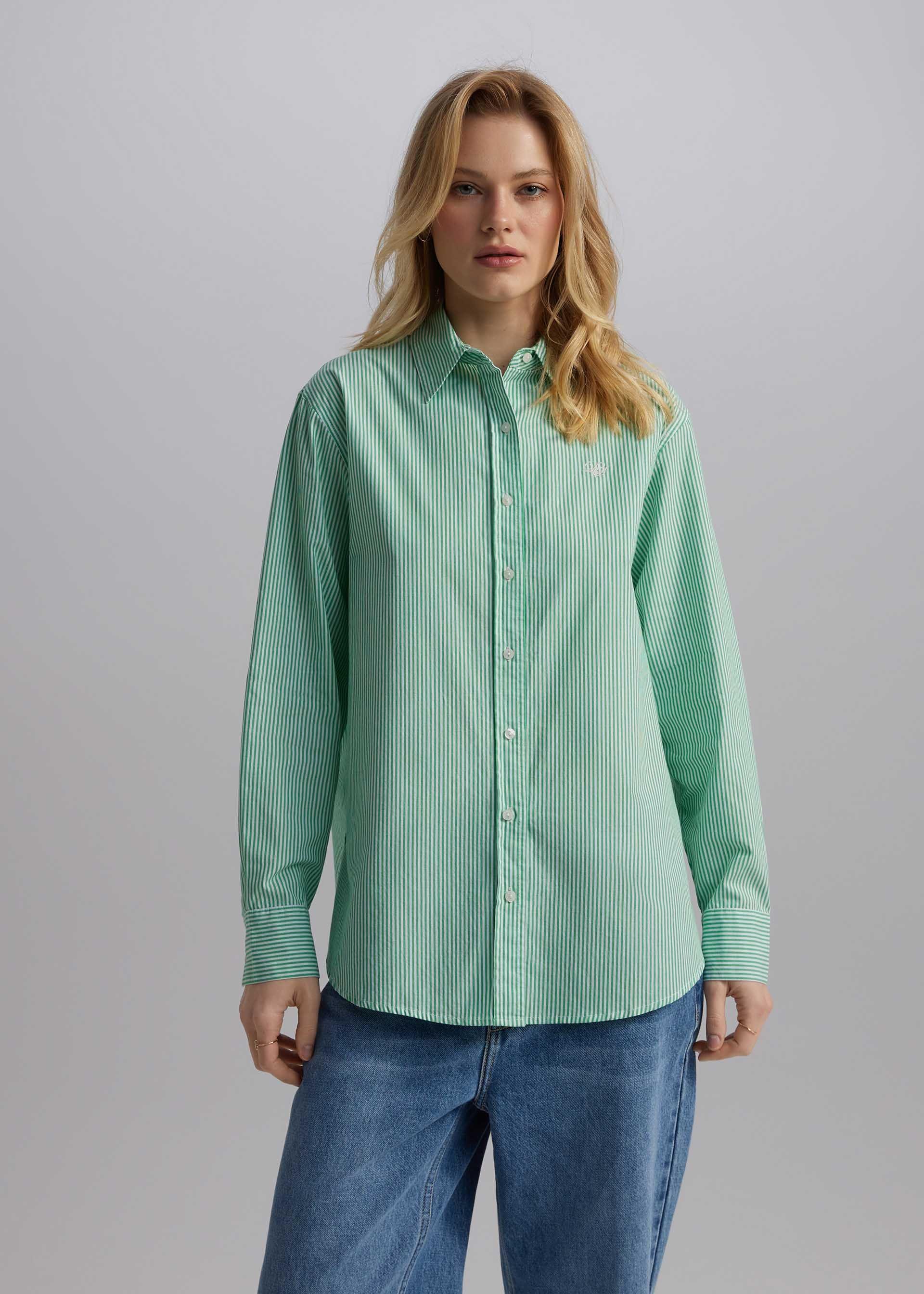 Рубашка женская Diverse MALIKE S Зелено-белый (5905384118769)