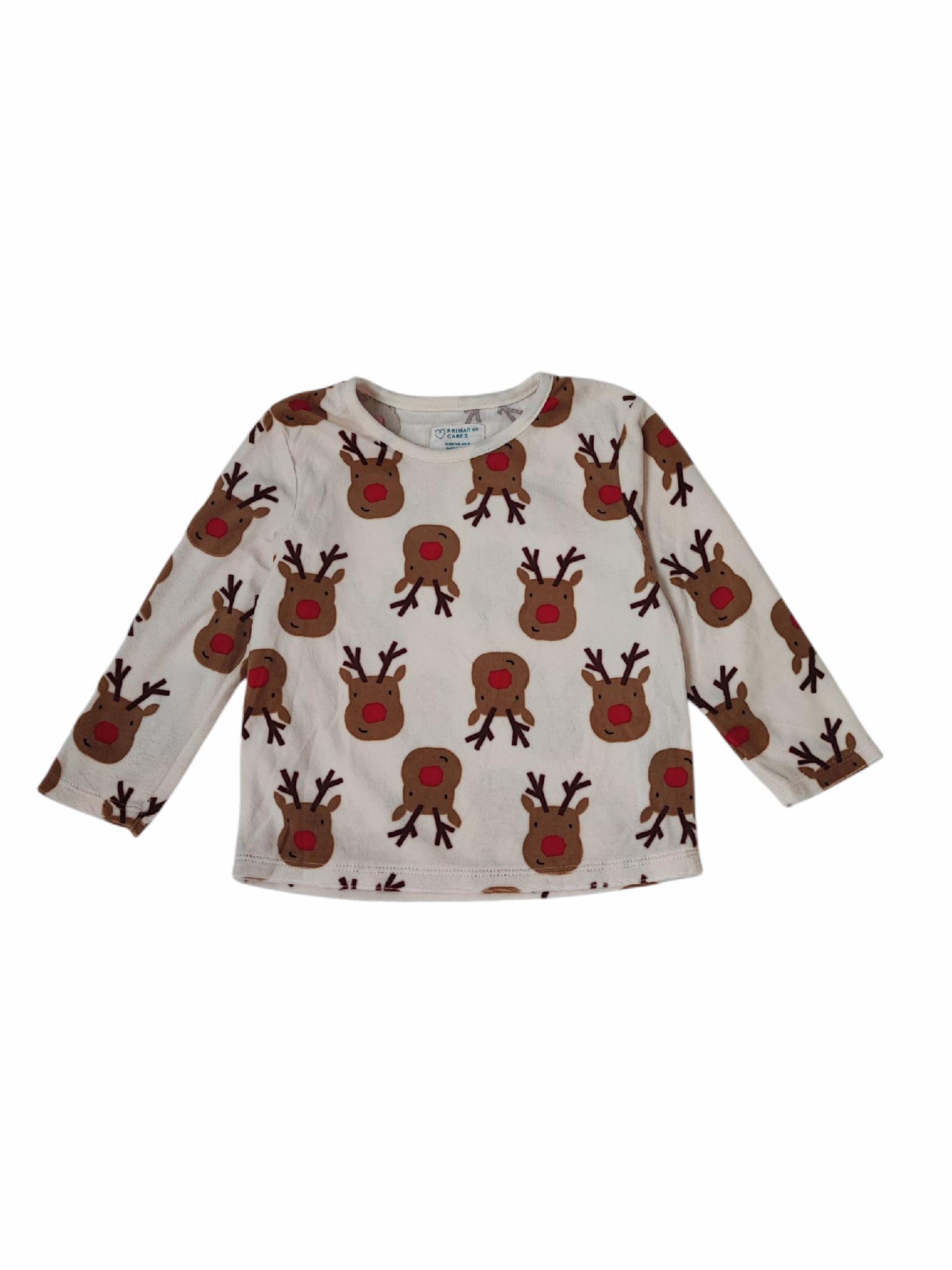 Лонгслів піжамний дитячий теплий флісовий для дівчинки 86 см Молочний (25101057)