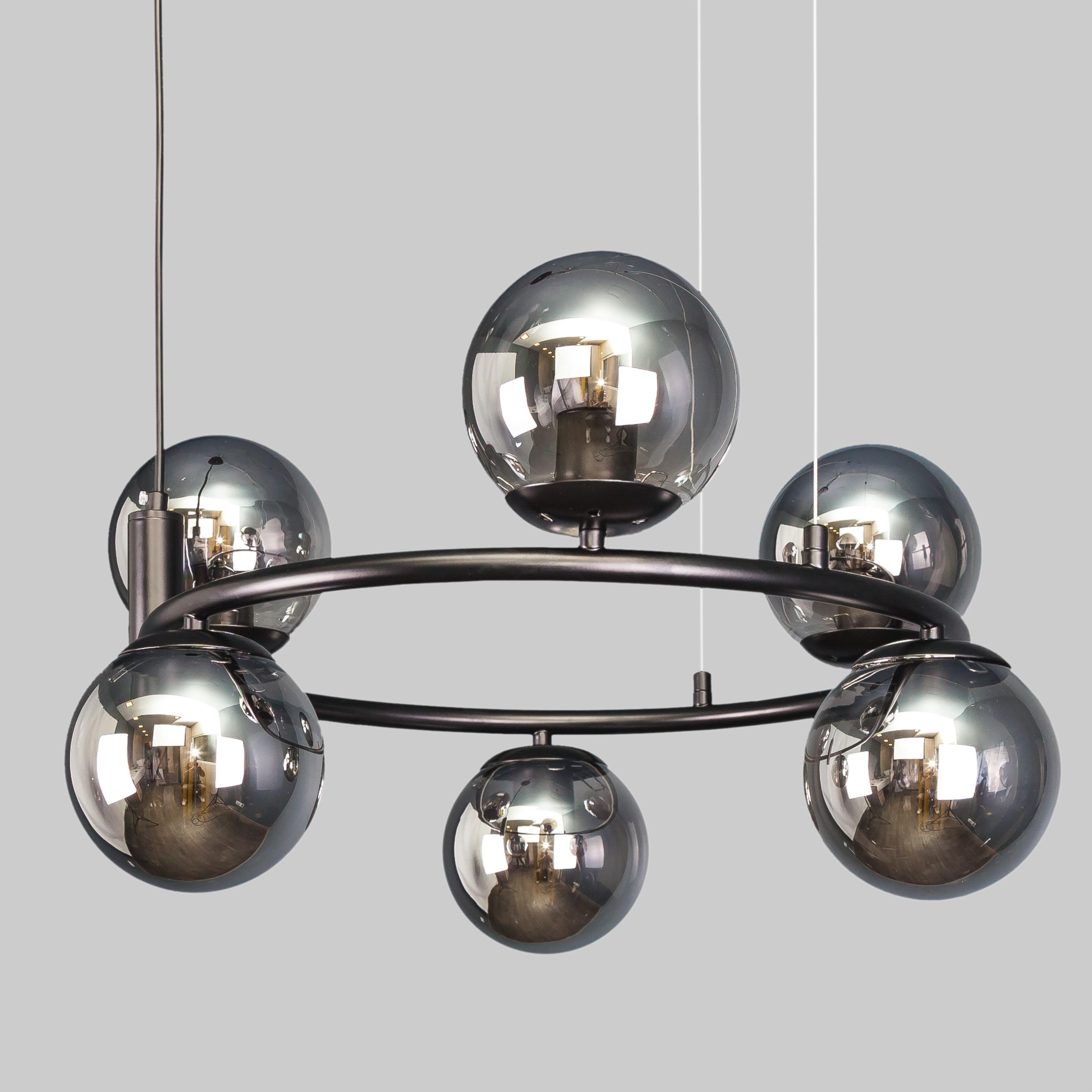 Люстра підвісна Bubbles кругла на 6 ламп Чорний (52-1011-6 BK+BK) - фото 2 Люстра підвісна Bubbles кругла на 6 ламп Чорний (52-1011-6 BK+BK) - фото 2