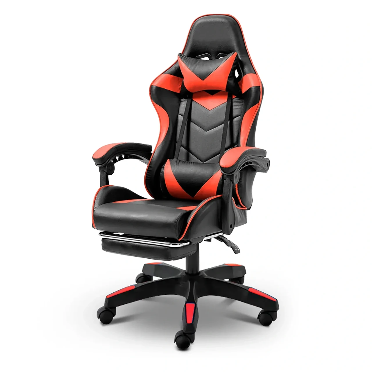 Кресло компьютерное для офиса и дома 4Points DL с подставкой для ног с подушками Черный/Красный (40281)