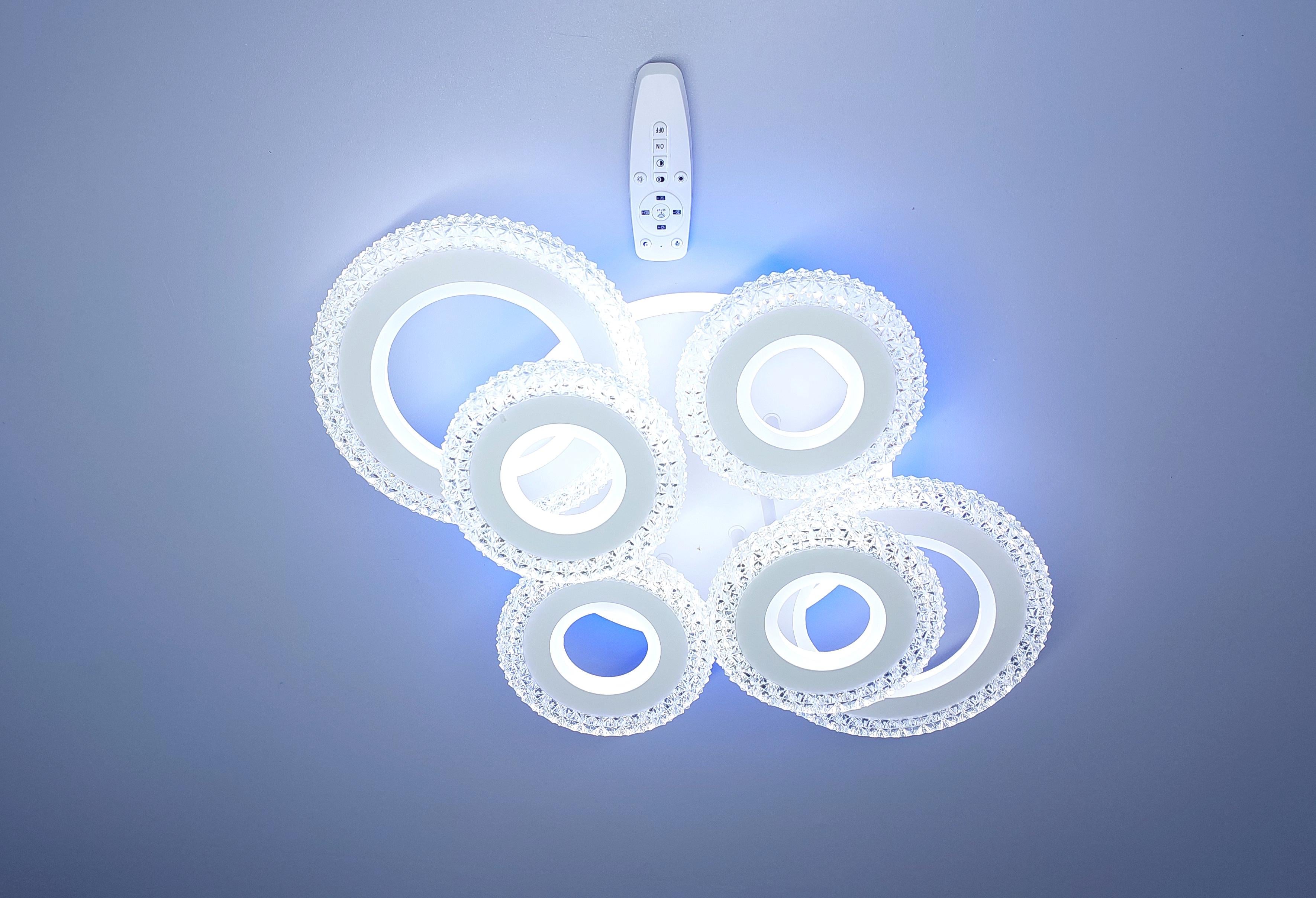 Люстра светодиодная 85/4+2 WH+RGB с подсветкой 175/28W Белый (18205236)