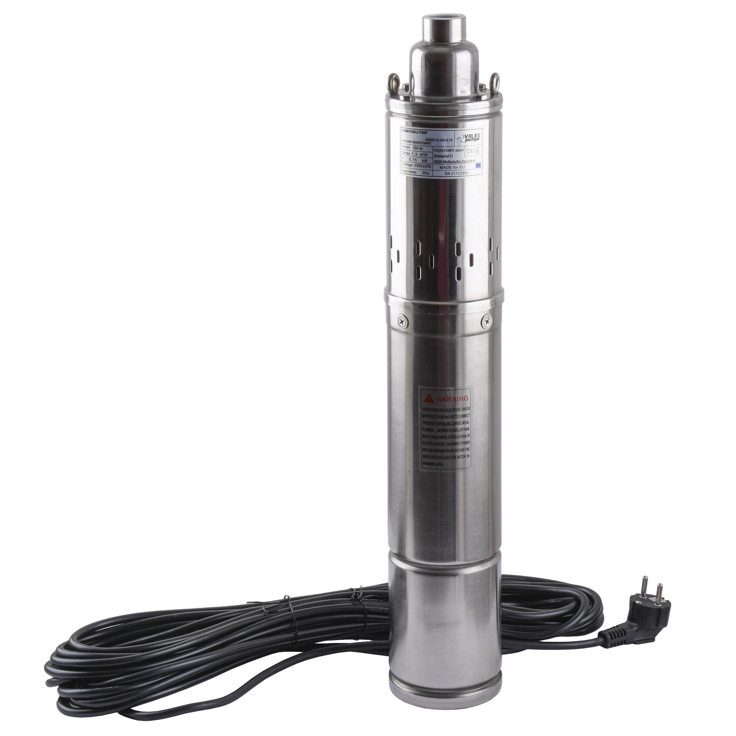 Насос скважинный шнековый VOLKS pumpe 4QGD1,2-100 0,75 кВт с кабелем 15 м (10725)