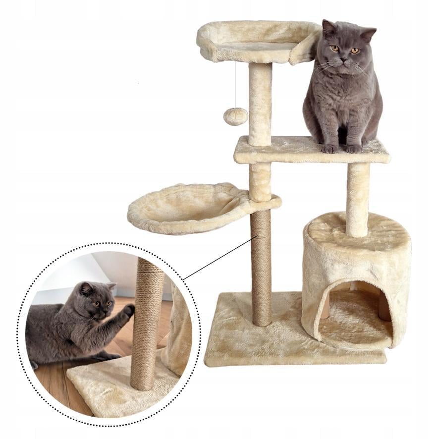 Будиночок котячий Ecarla дерев'яний Бежевий - фото 2