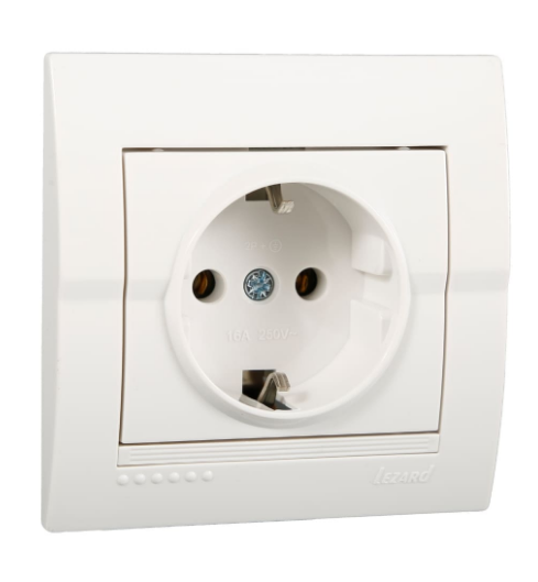 Розетка одинарная Lezard Deriy с заземлением Белый (26300722)