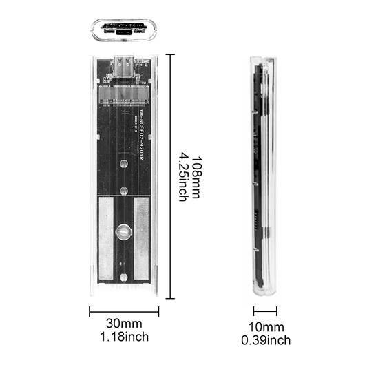 Зовнішня кишеня для SSD M.2 Case NGFF SATA Type C USB 3.1 For 2230/2242/2260/2280 Transparent - фото 2