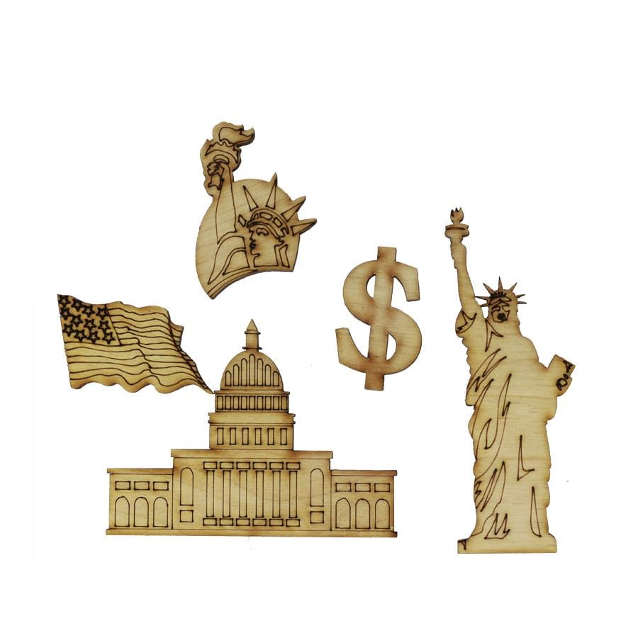 Набор заготовок для декорирования Америка фанера 5 шт. (4823100127974)