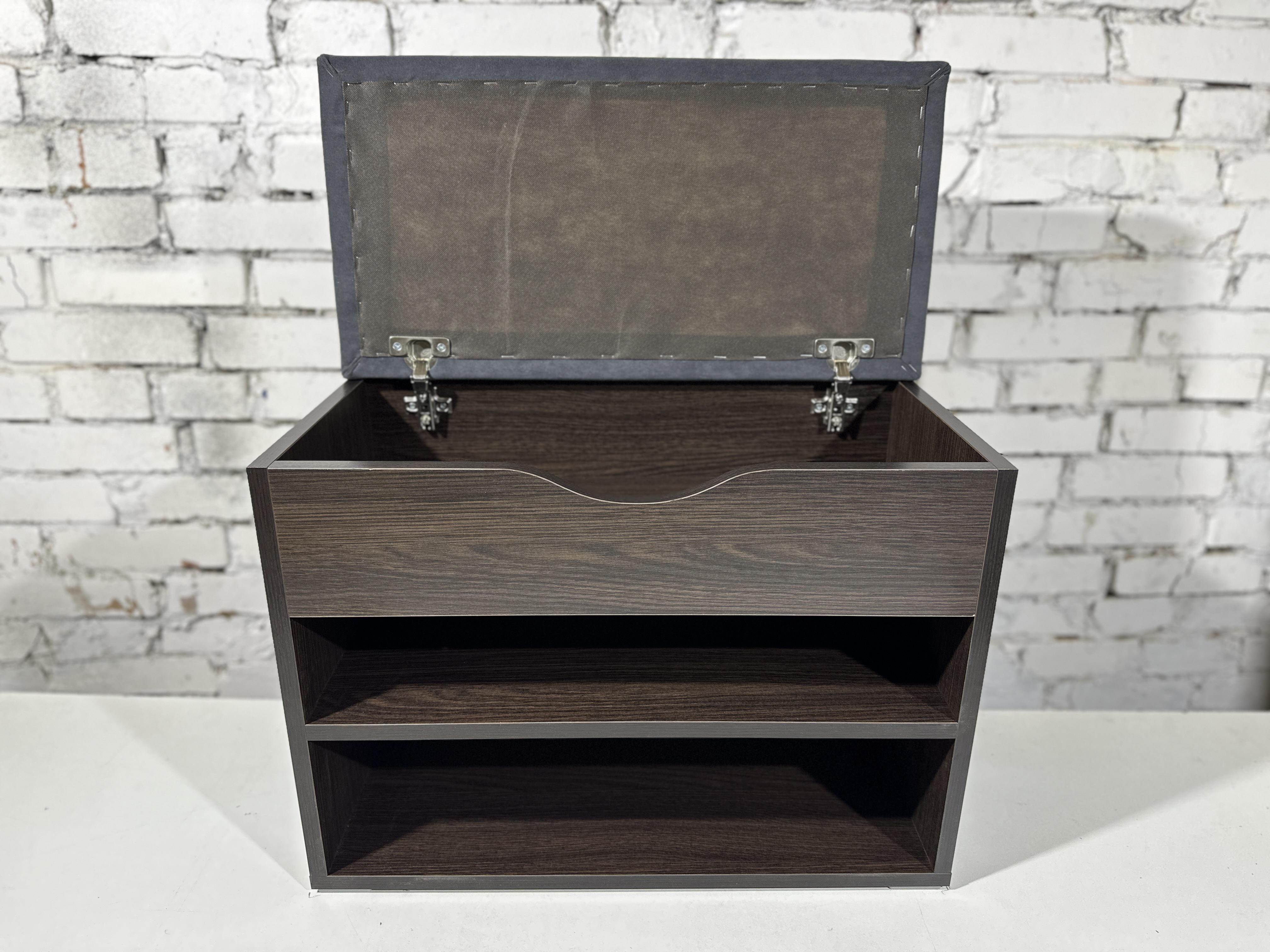 Тумба для обуви ДСП/ткань 30х60х45 см Венге темный/Графит - фото 3