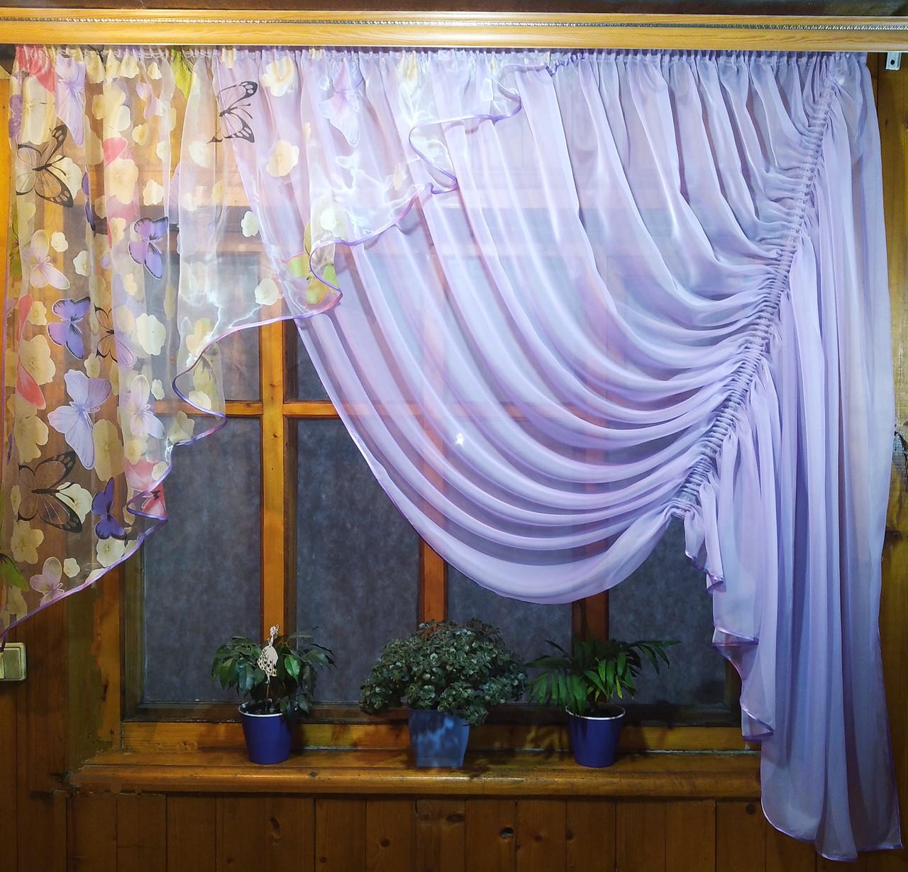 Занавеска кухонная Эрика правая Сиреневый