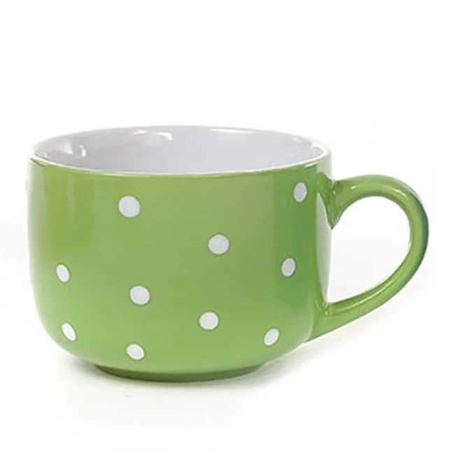 Чашка керамическая Flora в горошек 0,45 л Зеленый (32159)